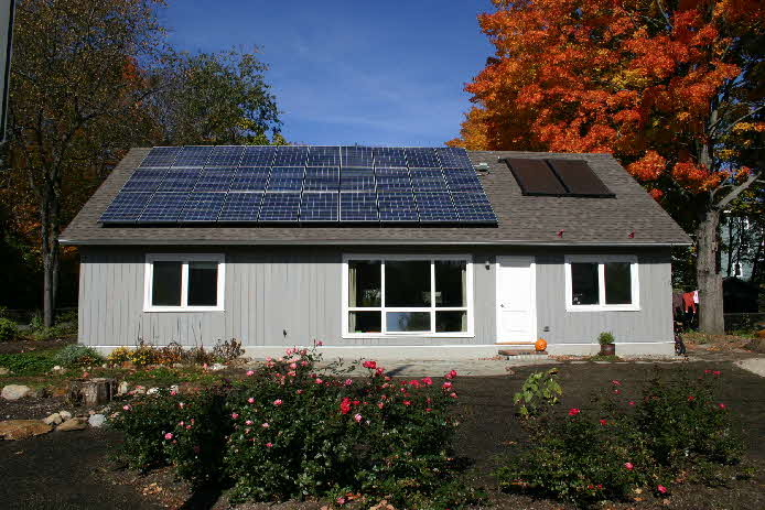 solar panels on roof